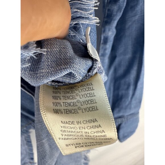 Cloth & Stone Anthropologie Chambray Button Front Tunic Shirt XS Hi Low Western - Picture 6 of 8